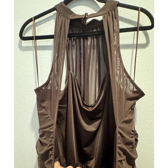 Abercrombie & Fitch Vol. 28 Maxi Dress Womens XXXL Brown Sheer Halter Open Back - Picture 5 of 10